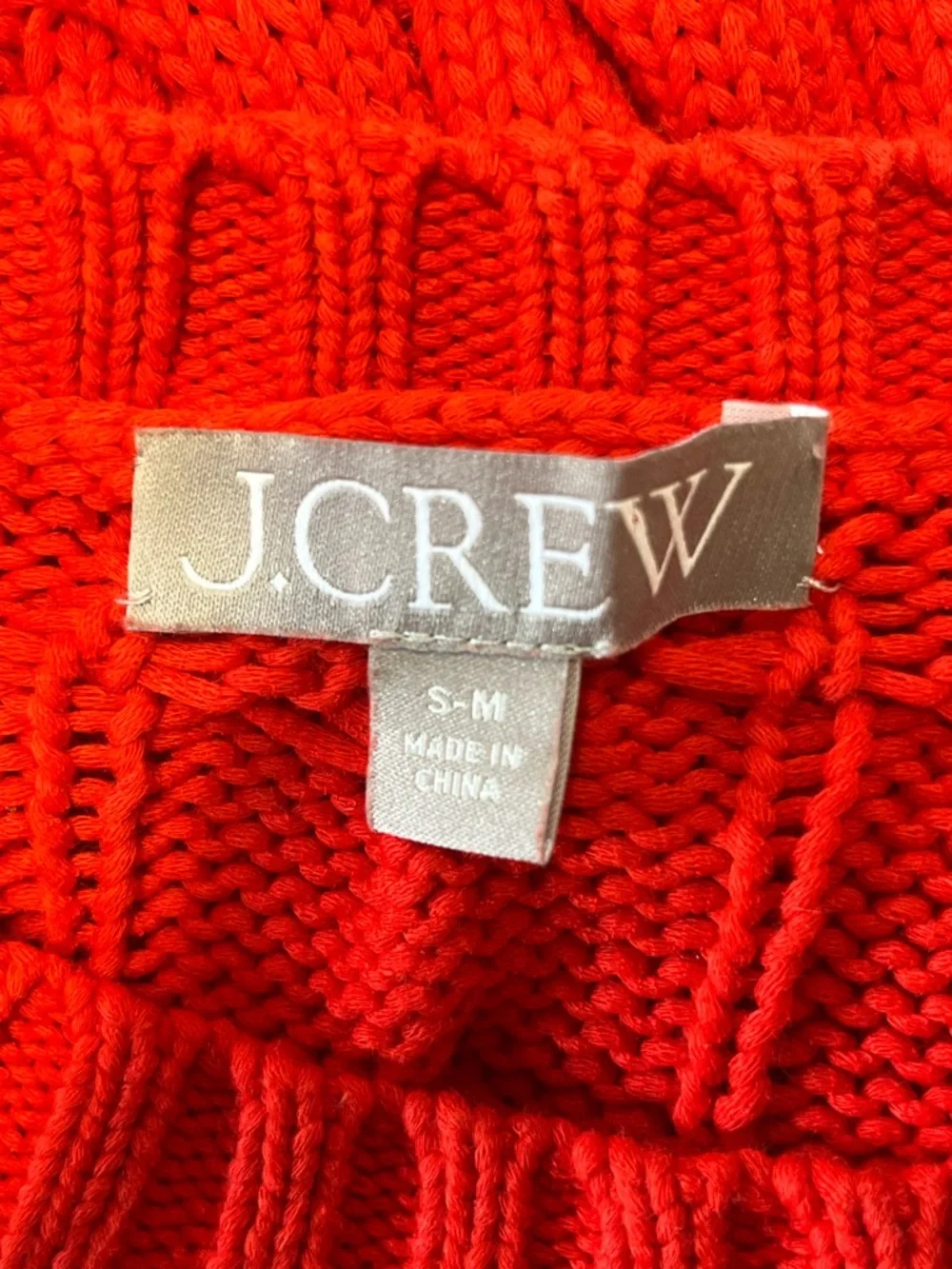 J. Crew Women's Cotton Blend Cable Knit‎ Side Slit Crewneck Sweater Size S/M Red
